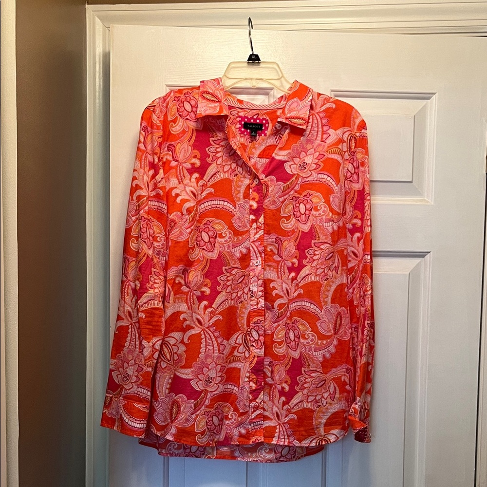 Talbots Floral  Pink and Orange Women's Top. Size large